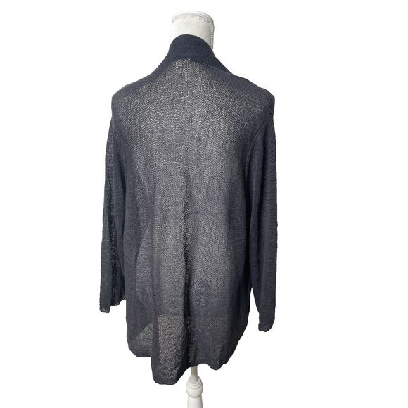 Eileen Fisher Cardigan Womens 3X Gray Linen Open Front Lightweight Elbow Sleeve - Picture 3 of 7